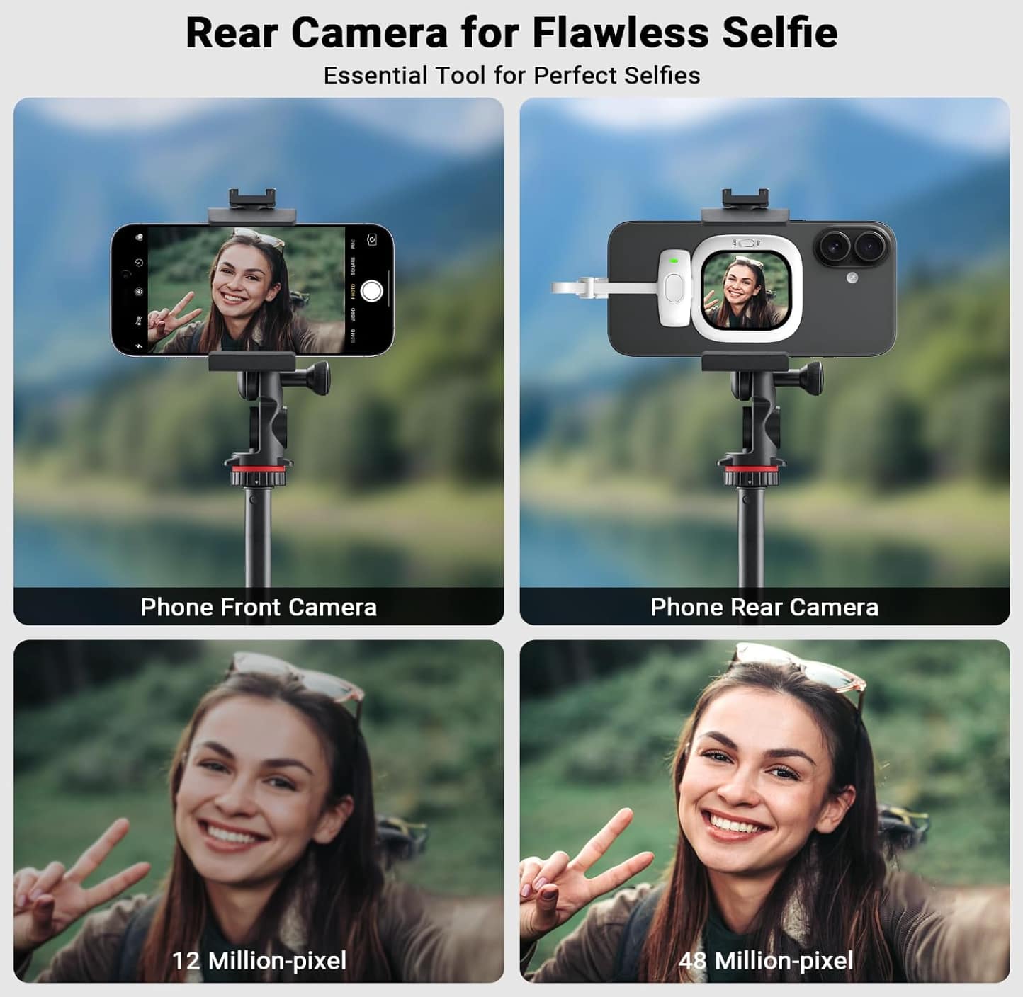 Vlogmate Mini – Écran de contrôle selfie pour smartphone, support à pince pour caméra arrière, écran de monitoring pour vlog, selfies, TikTok et diffusion en direct - Image 3