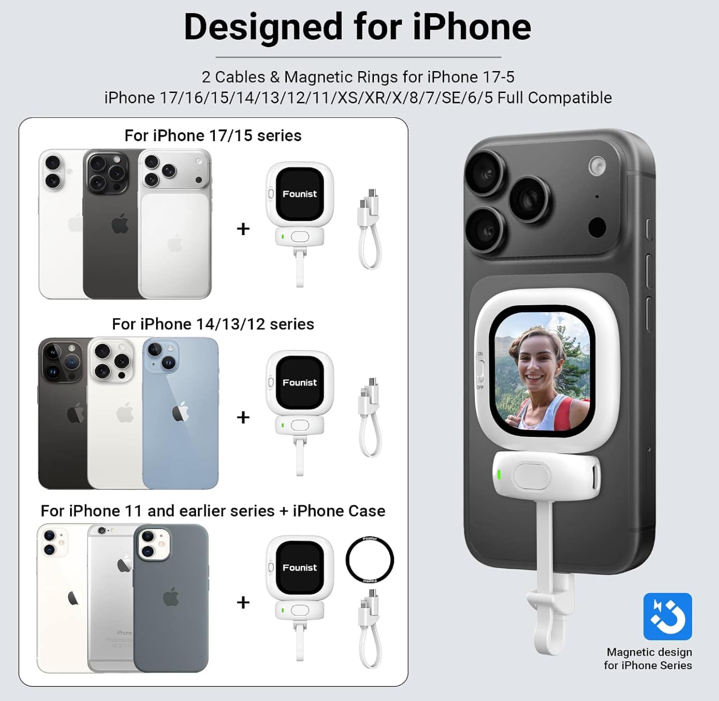 Vlogmate Mini – Écran de contrôle selfie pour smartphone, support à pince pour caméra arrière, écran de monitoring pour vlog, selfies, TikTok et diffusion en direct - Image 2