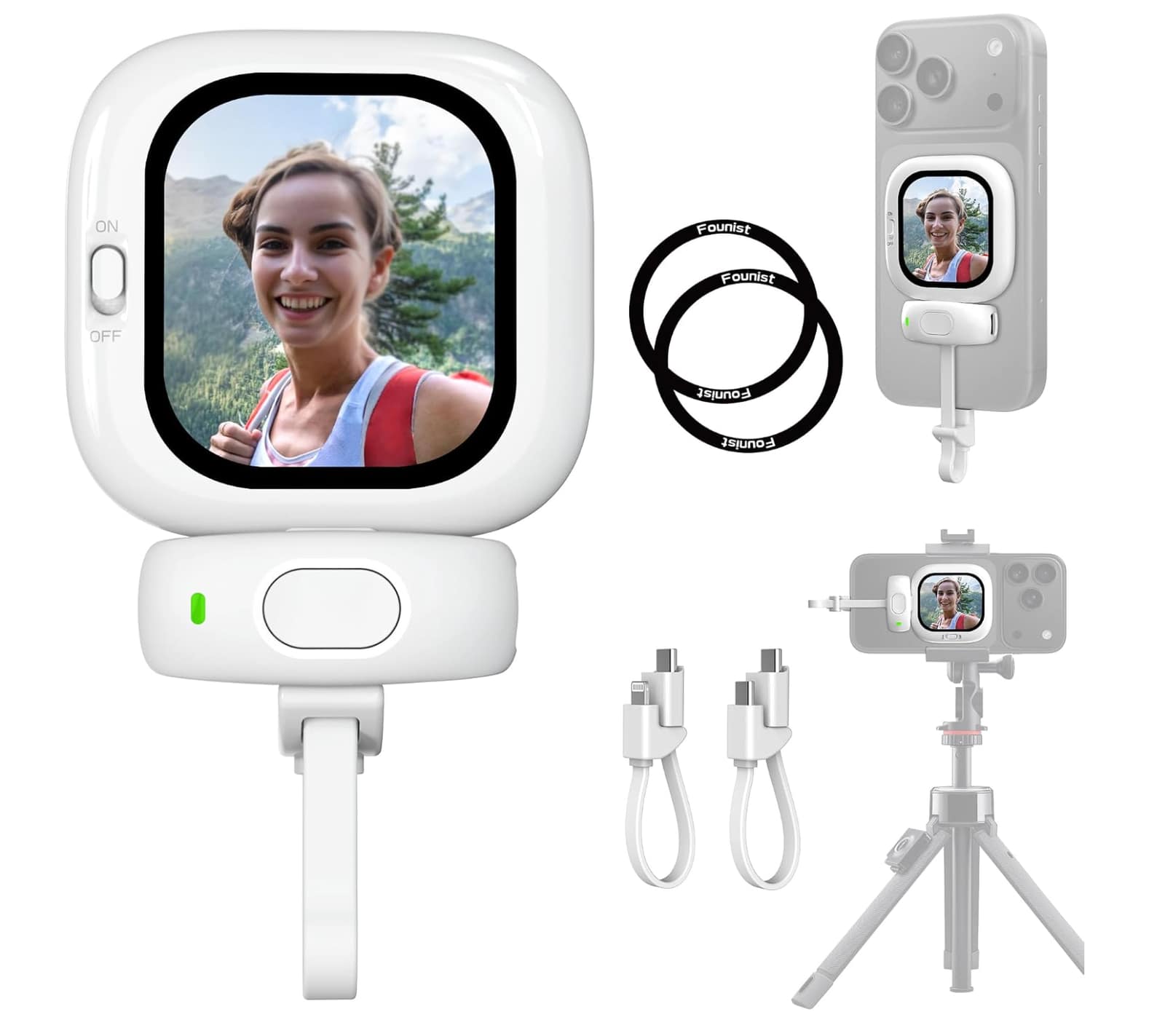 Vlogmate Mini – Écran de contrôle selfie pour smartphone, support à pince pour caméra arrière, écran de monitoring pour vlog, selfies, TikTok et diffusion en direct